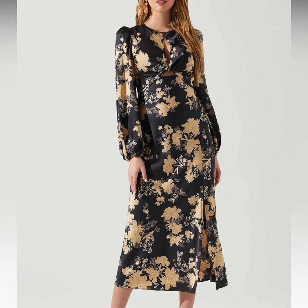 ASTR Suzy Satin Cutout Maxi Dress
